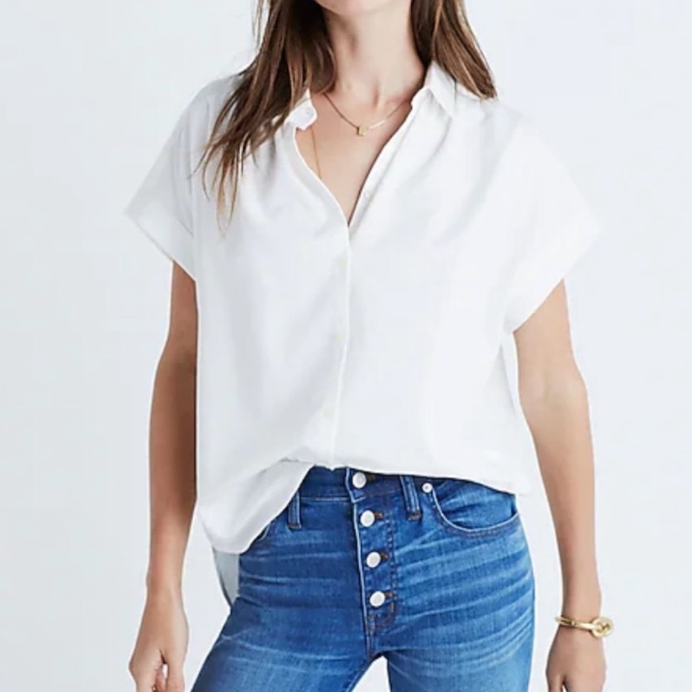 Madewell Central Short Sleeve Burton Down Shirt, Relaxed Fit - Womens Small